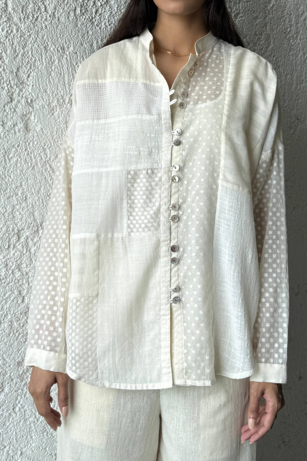 Nomi Patchwork Shirt ecru