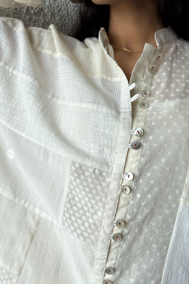 Nomi Patchwork Shirt ecru