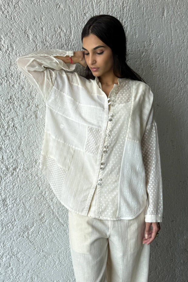 Nomi Patchwork Shirt ecru