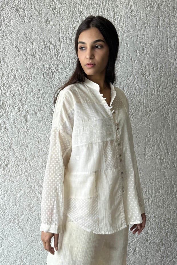 Nomi Patchwork Shirt ecru