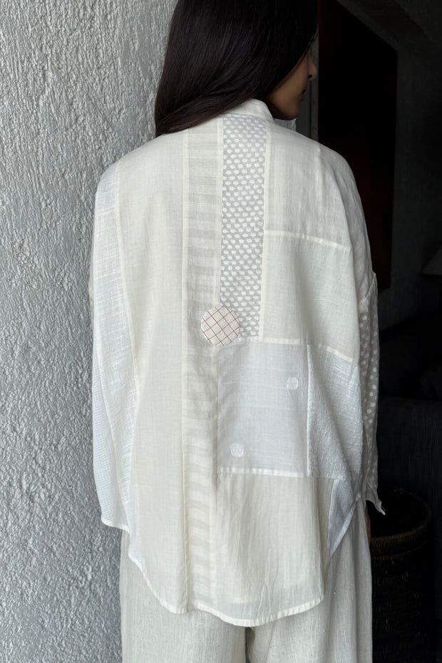 Nomi Patchwork Shirt ecru