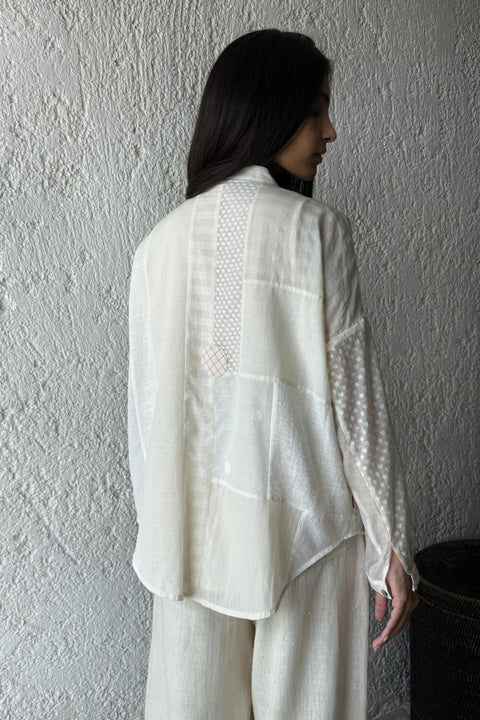 Nomi Patchwork Shirt ecru