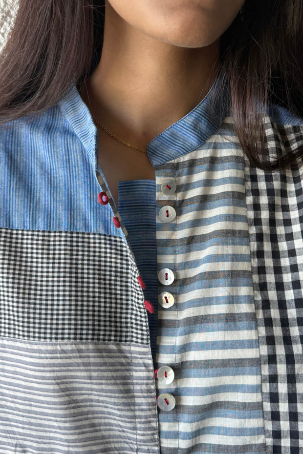 Nomi Patchwork Shirt blue
