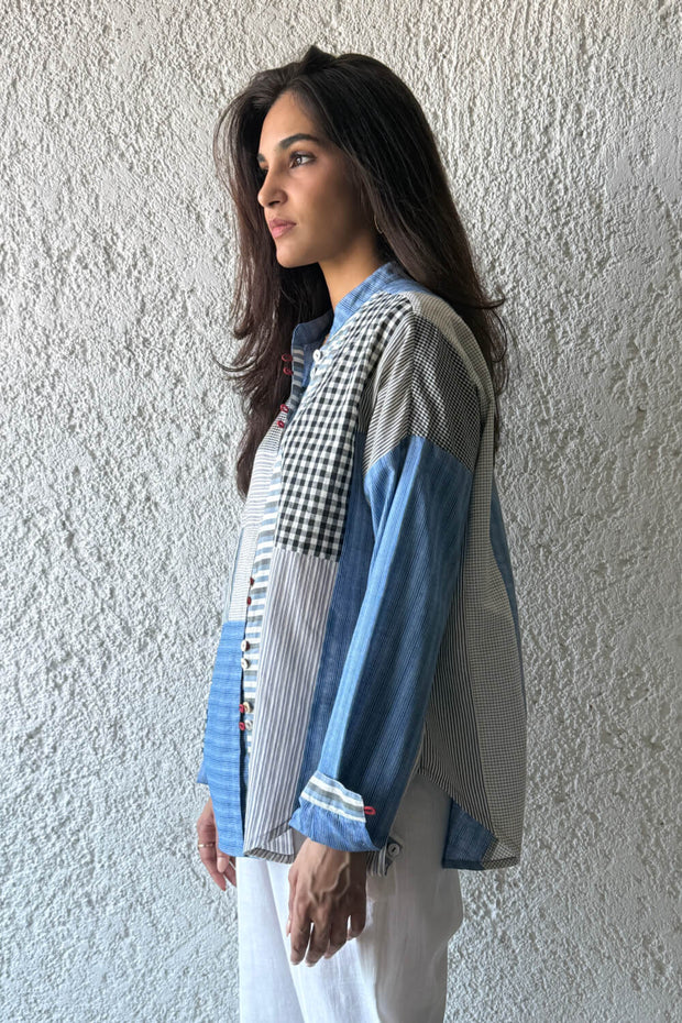 Nomi Patchwork Shirt blue