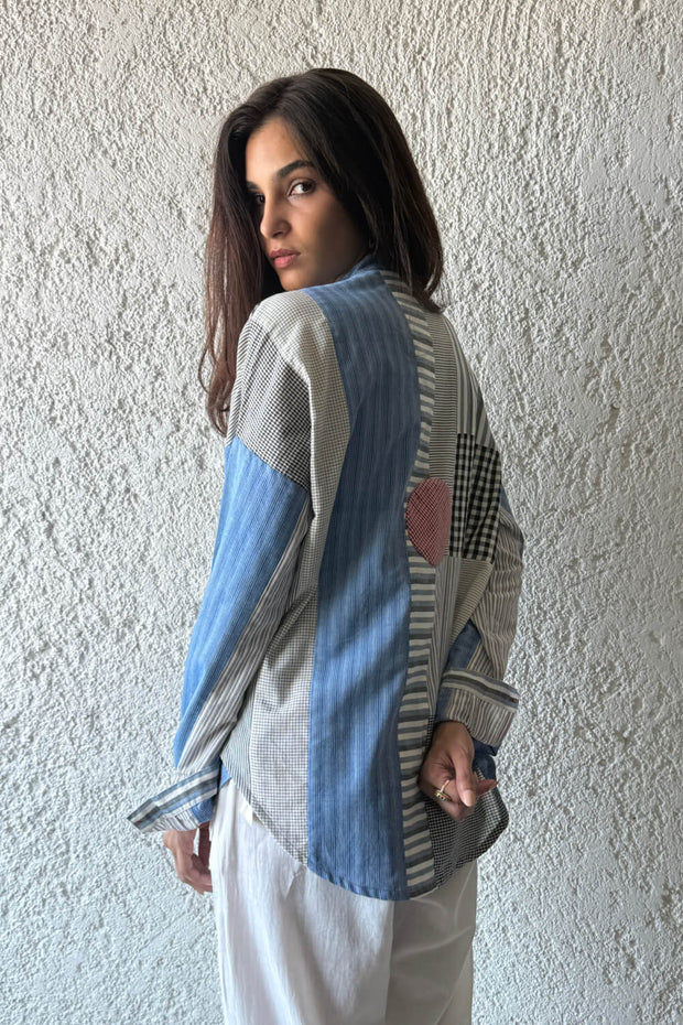 Nomi Patchwork Shirt blue