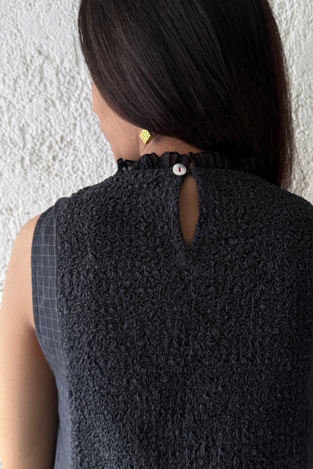 Scrunchy Smock Dress charcoal