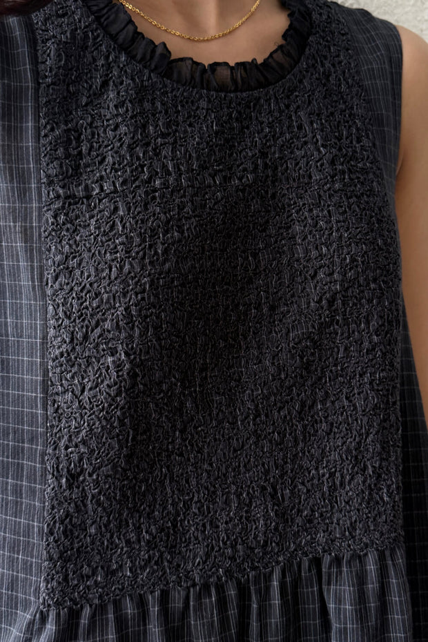 Scrunchy Smock Dress charcoal